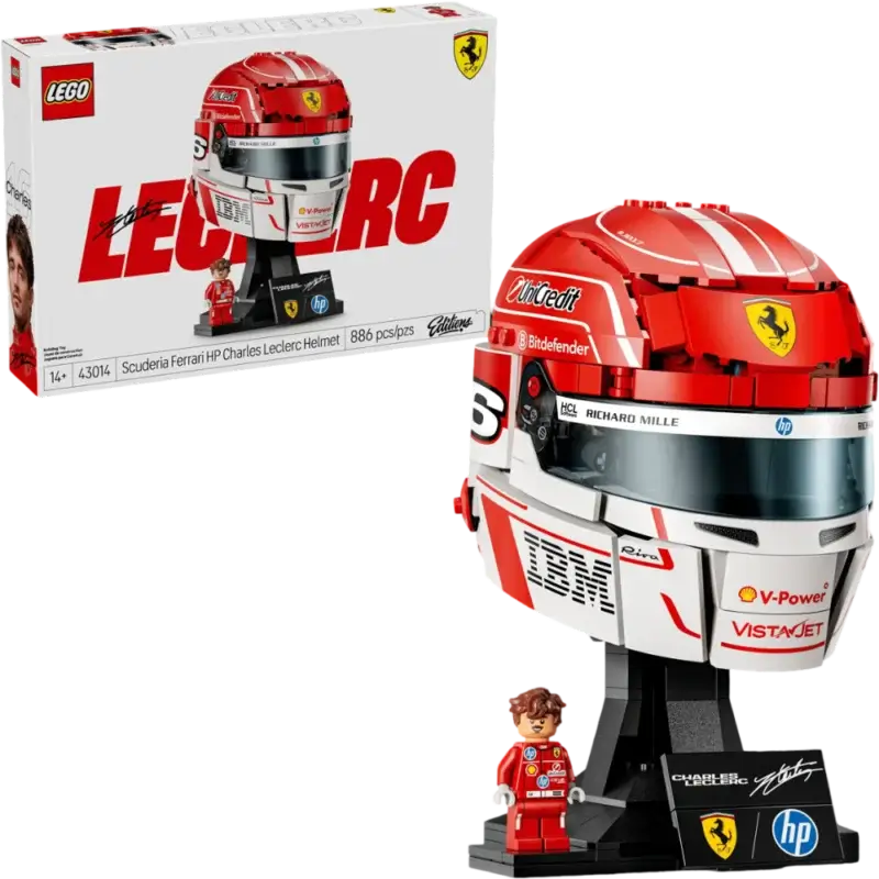 casca Ferrari LEGO a lui Charles Leclerc