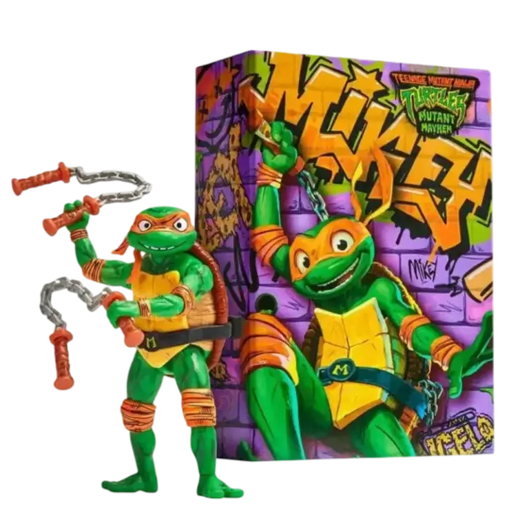 Figurină TMNT Michelangelo Mutant Mayhem Comic Con cu cutie