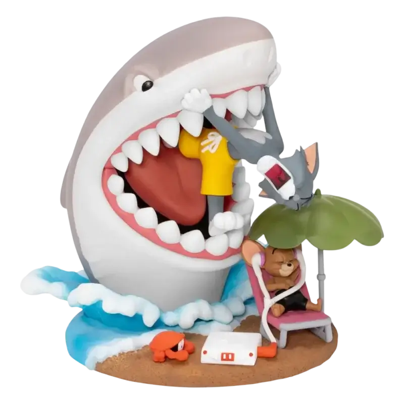 Statueta Tom si Jerry cu rechin Splash and Dash 15 cm, Beast Kingdom D-Stage