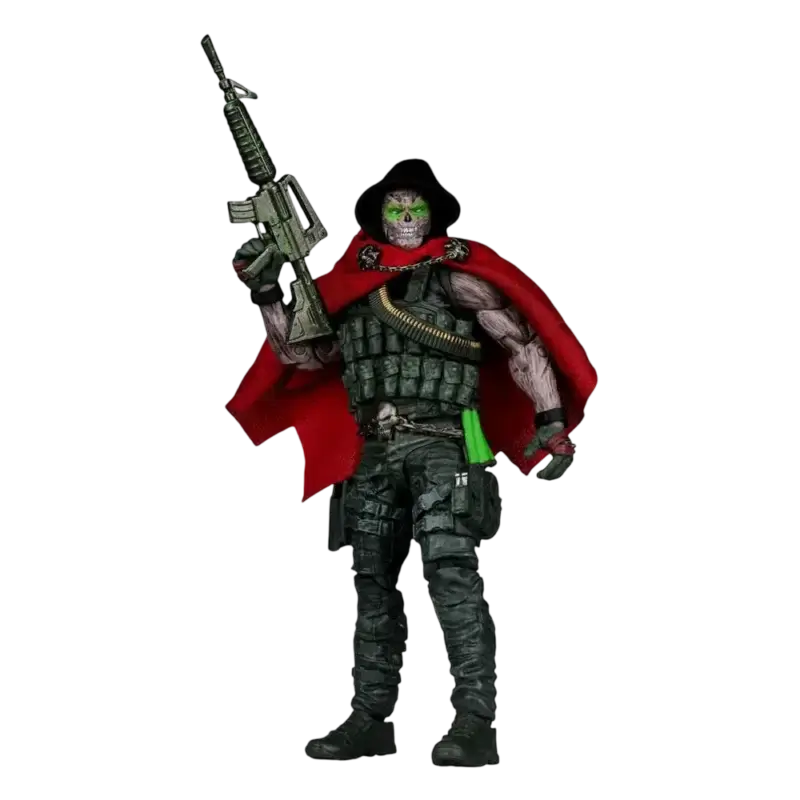 Spawn McFarlane Burned Spawn – figurină articulată Call of Duty de 18 cm, cu armă și pelerină roșie