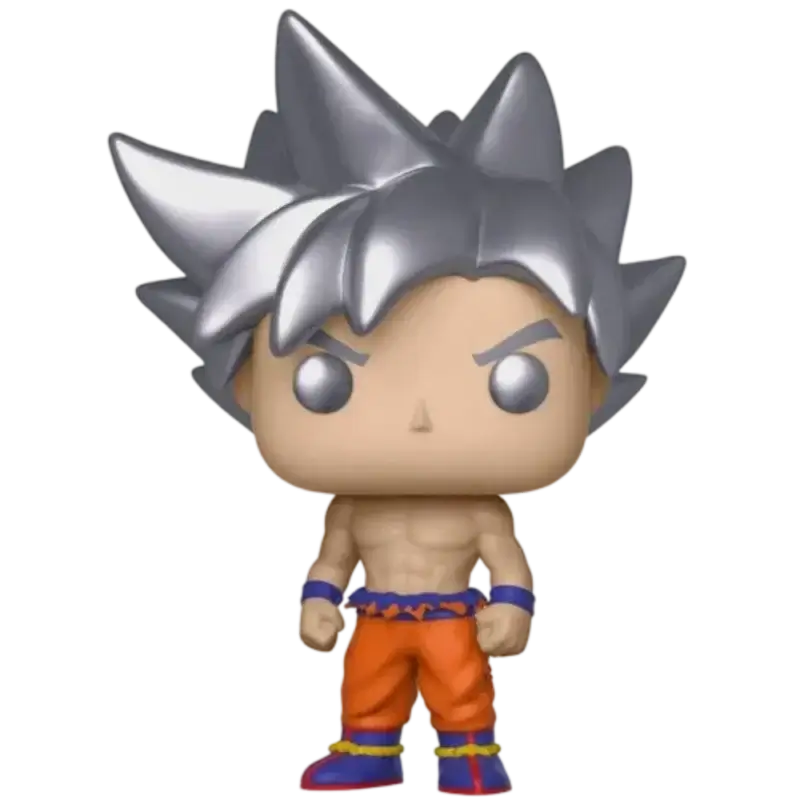 Funko Pop Goku Ultra Instinct – figurină Dragon Ball Super cu păr argintiu și uniformă de luptă deteriorată