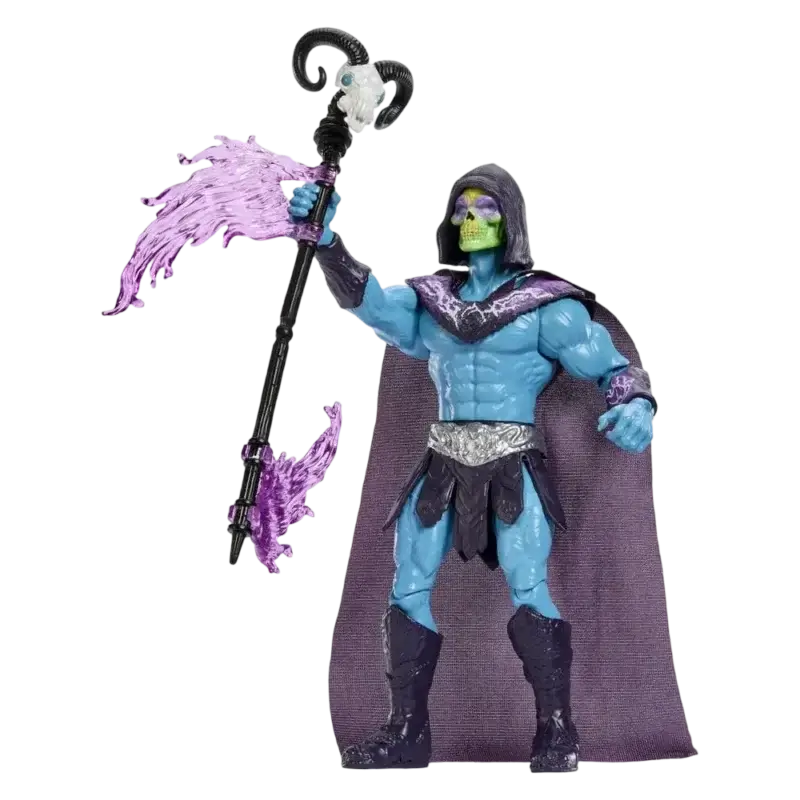 Figurină Skeletor Masters of the Universe Movie 2026 Mattel cu Havoc Staff și efecte de energie mov