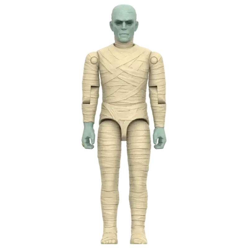 Figurina Mumia The Mummy Super7 ReAction+ cu bandaje crem și chip verzui