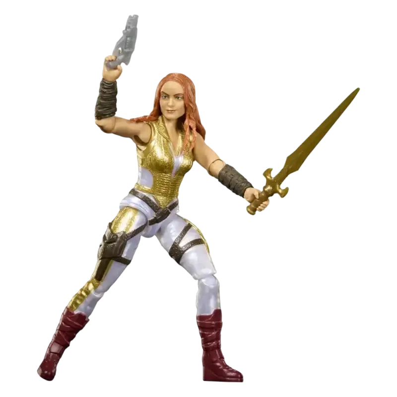 Figurină Teela Masters of the Universe Movie 2026 Mattel cu sabie aurie și pistol