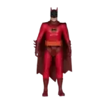Figurină Batman Universe of Evil cu costum roșu și mantie închisă la culoare