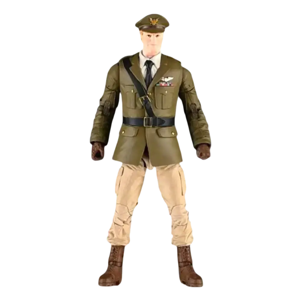 Figurină Steve Trevor Platinum - Vedere frontală Figurină Steve Trevor Platinum în uniformă militară verde-oliv, vedere frontală