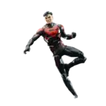 Figurina Superboy Platinum McFarlane în poziție de acțiune, cu costum negru și roșu